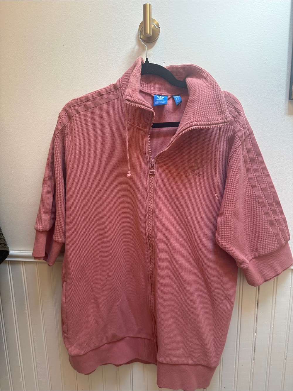 adidas woman’s Dusty Rose Short-Sleeve Zip Track Jacket